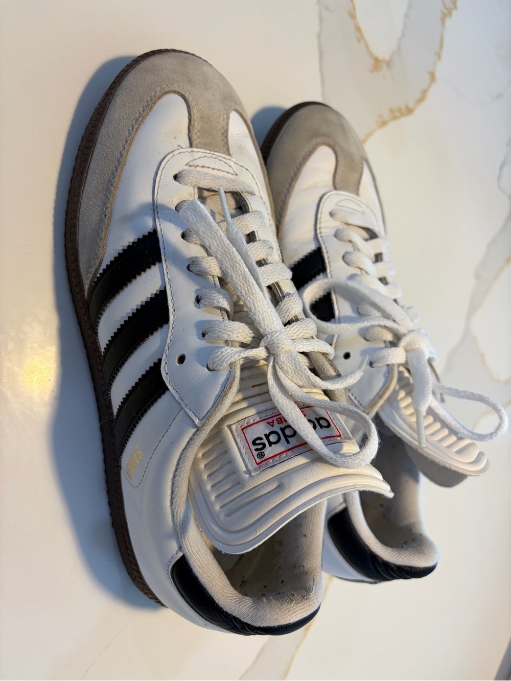 Adidas Samba Classic Leather Sneakers White Black Gum Men’s Size US 8 - Picture 3 of 11